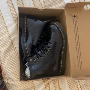 Dr Martens - 1460 Distressed Patent Leather Boots (Women)